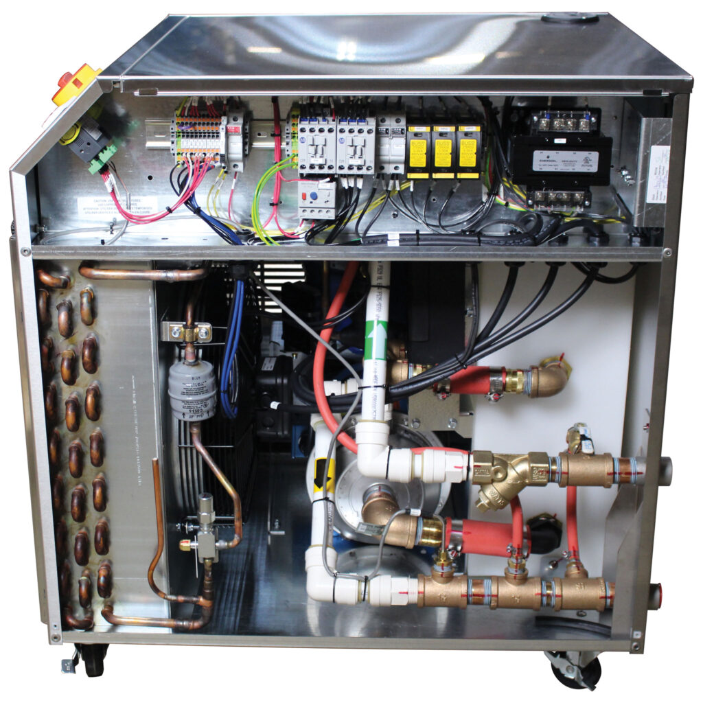 Chiller, J Series, 12000 Btu/hr, 230/60/3 Volt, Includes Auto Water Fill, Complete with Casters.