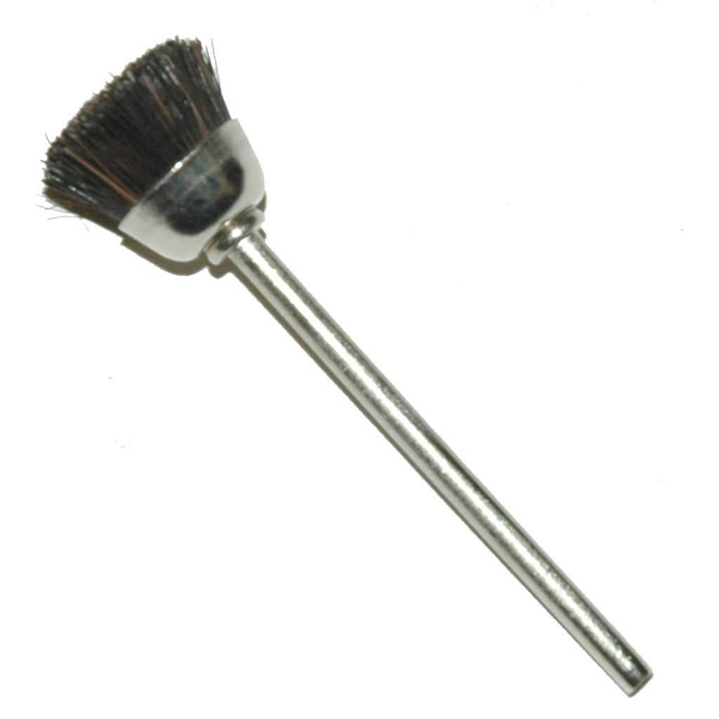 Cup Polishing Brush, 1/2" Diameter x 5/16" Trim Length x 3/32" Diameter Shank, Hard Bristles