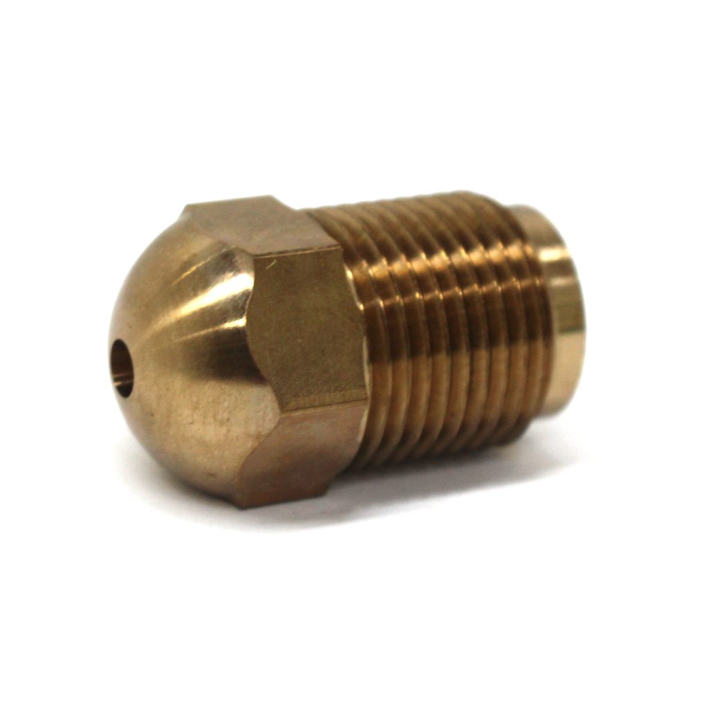 Nozzle Tip, GP, BeCu, 1-1/2" OAL, 7/8"-14 Thread, 1/2" Rear Opening, 1/2" Radius, 3/16" Orifice