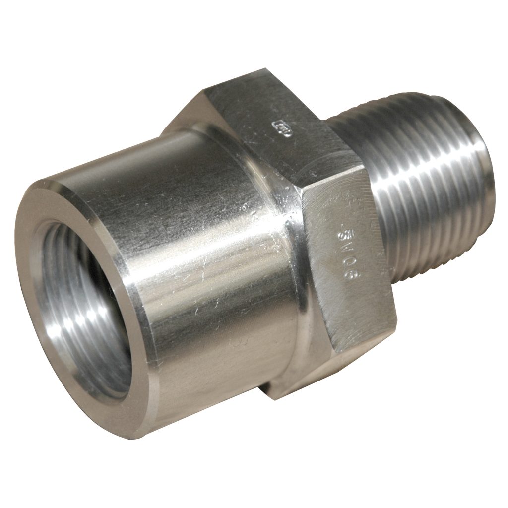 Metal Trap Nozzle Adapter, 1-3/4"-8 Male, to 1-3/4"-8 Female, for Cincinnati, Reed, HPM, Farrel