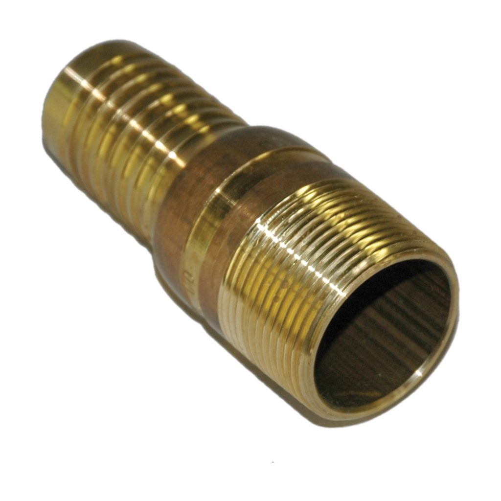 Hose Barb, 1-1/4" Inside Diameter Hose, 1-1/4" Male NPT, Straight, Brass