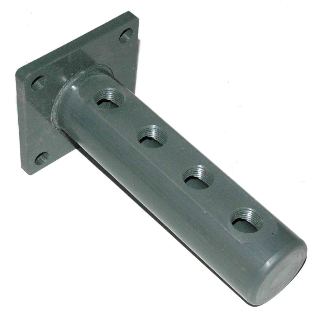 PVC Manifold with Flange, for Lime Buster II and III, 4 Ports - 1/2" NPT