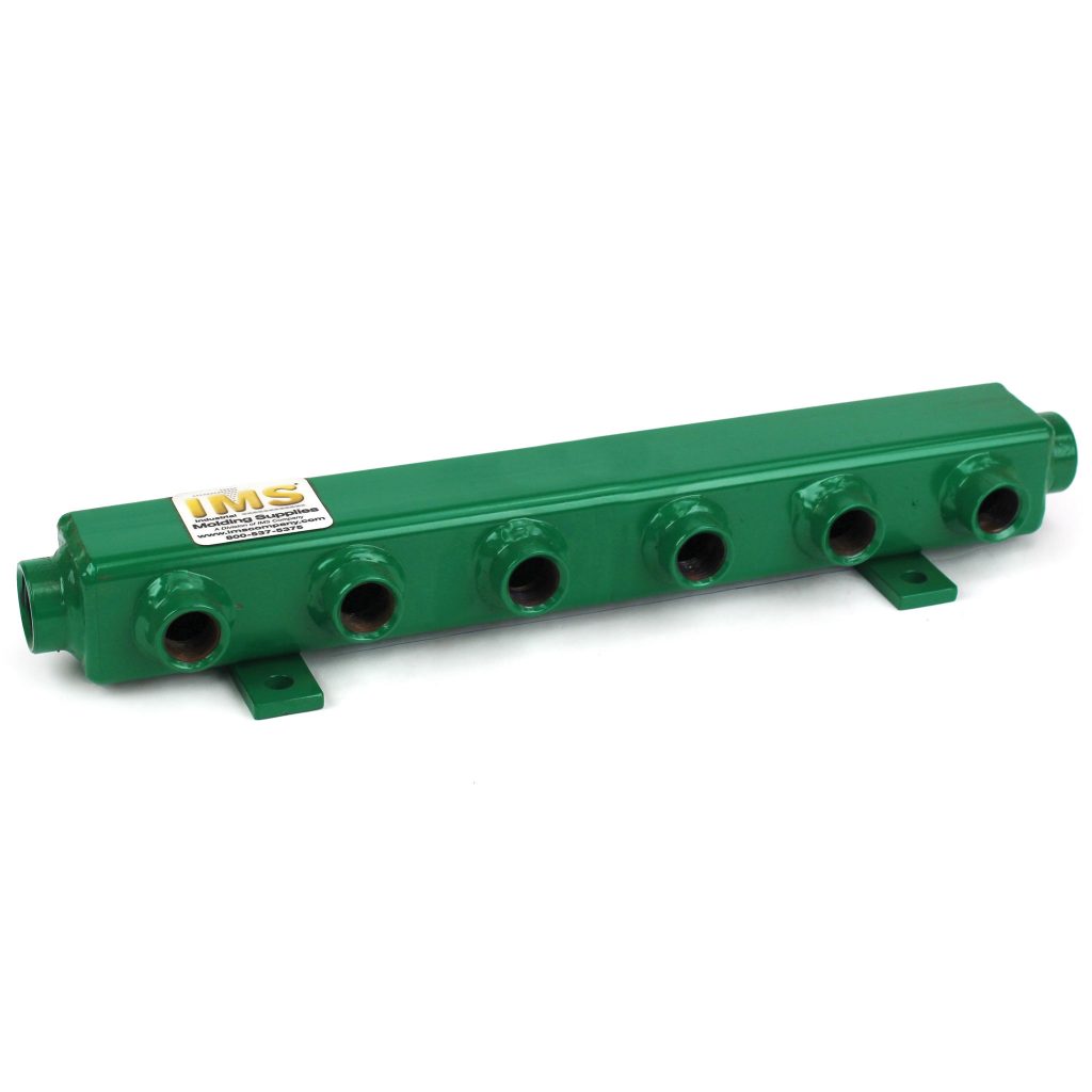 Manifold, Water, Steel, ST Series (2) 3/4" NPT Inlet/Outlet, (6) 1/2" NPT Ports, 16-1/4" OAL