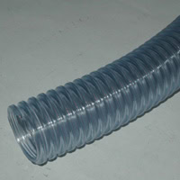 Loader Hose, 2-1/4" ID, Static Wire, Clear Wall, Helix Reinforced Food Grade PVC, Smooth Bore