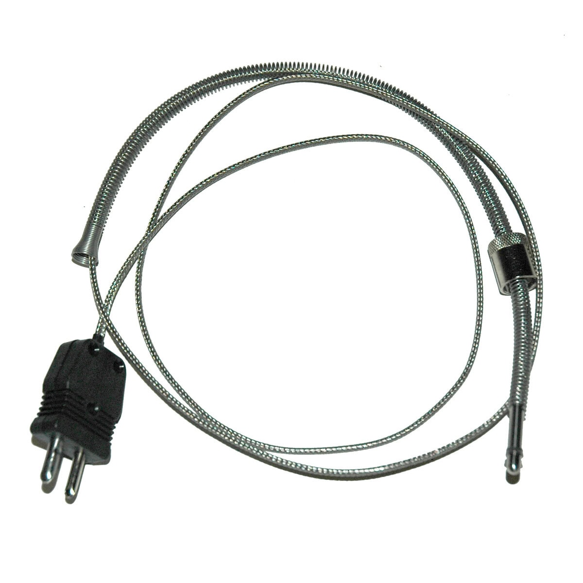 Thermocouple, Type J, 12" Depth, Standard Cap, 48" Leads, Plug, Grounded - Image 1