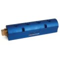 Manifold, Blue Aluminum, (2) 1″ Inlets and (4) 3/8″ Ports, with (1) Bronze End Plug