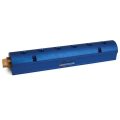 Manifold, Blue Aluminum, (2) 1-1/2″ Inlets and (6) 1/2″ Ports, with (1) Bronze End Plug