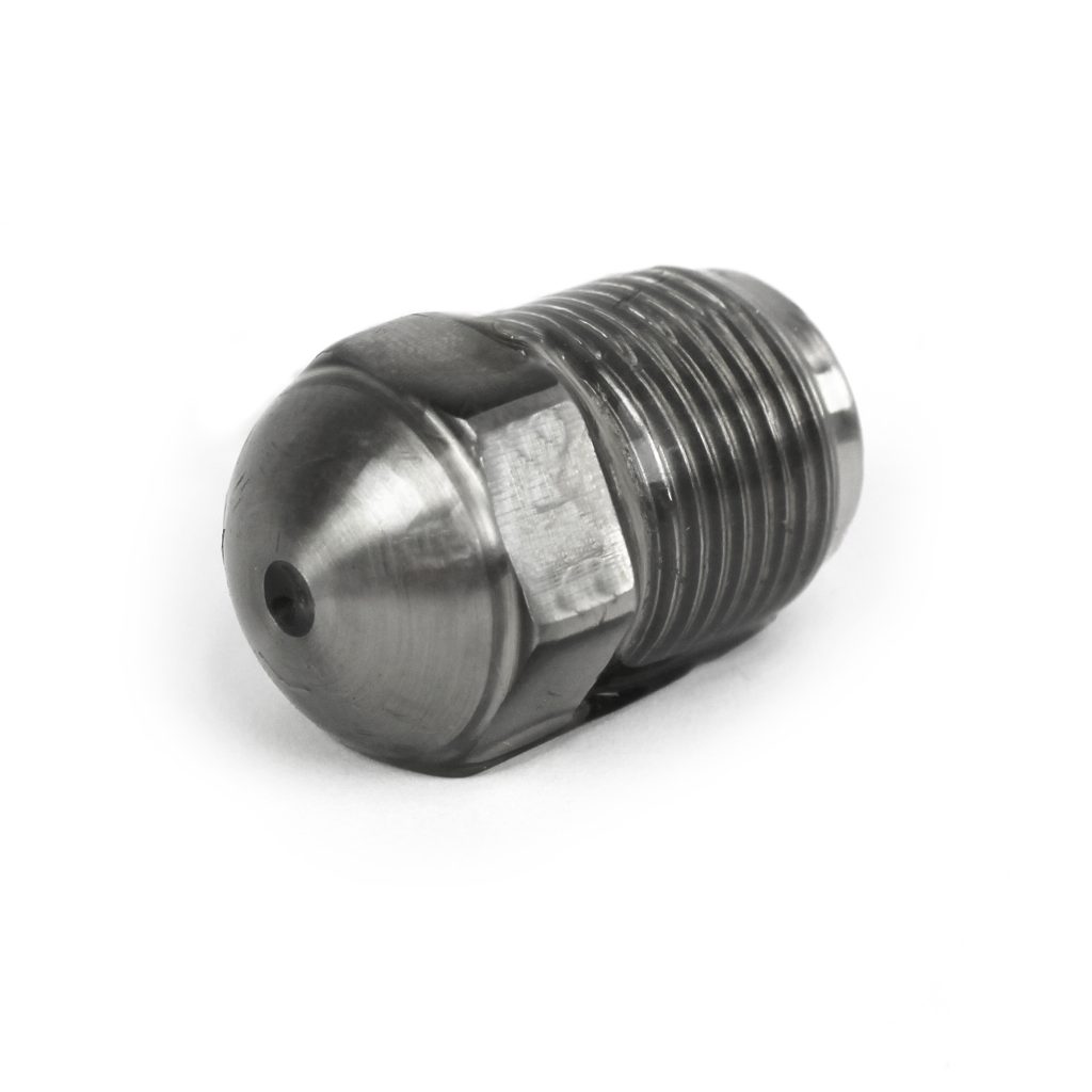 Nozzle Tip, FT, 1-1/2" OAL, 7/8"-14 Thread, 1/2" Rear Opening, 1/2" Radius, 11/32" Orifice