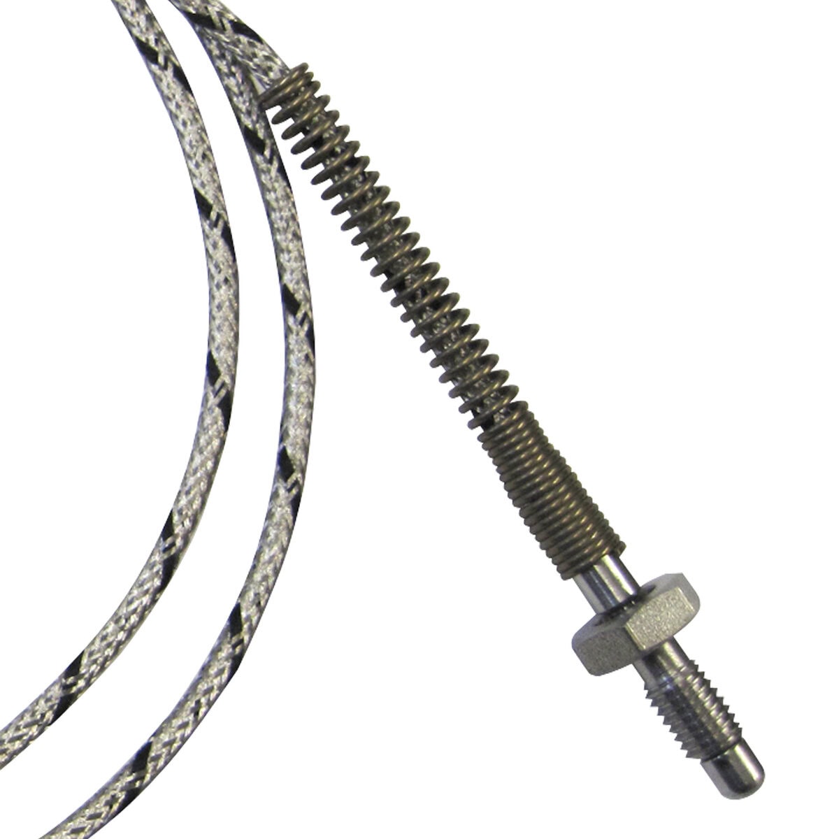 Thermocouple, Nozzle/Bolt Style, Type J, 1/4"-28 Thread, 3/16" Tip, 96" SS Leads, Spade Lugs, Grounded - Image 2