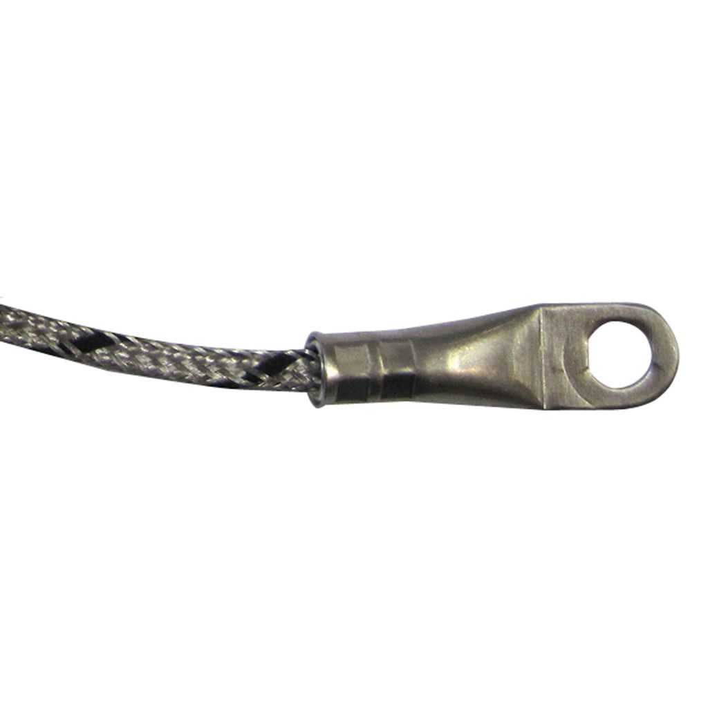 Thermocouple, Washer Style, 1/4" ID, Type J, 48" SS Leads, Spade Lugs, Grounded