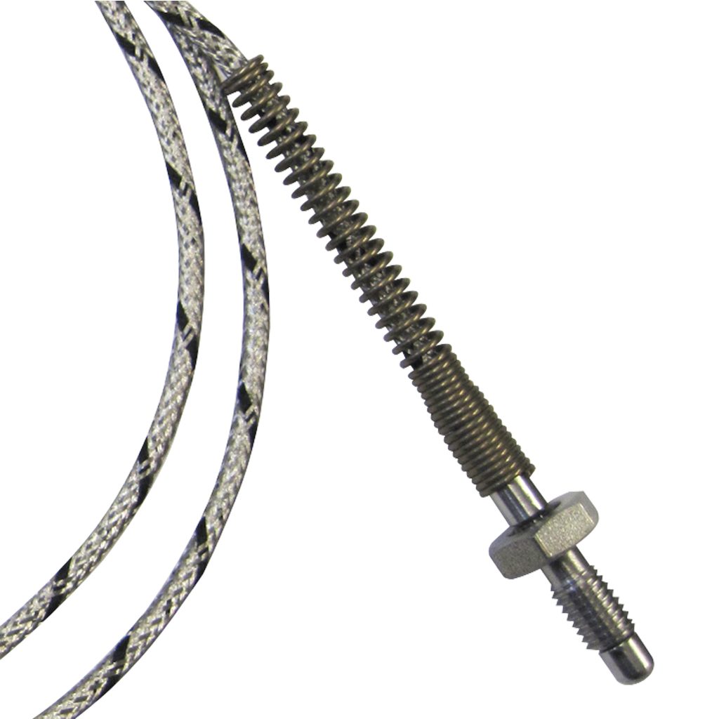 Thermocouple, Nozzle/Bolt Style, Type J, 1/4"-28 Thread, 3/16" Tip, 144" SS Leads, Spade Lugs, Ungrounded