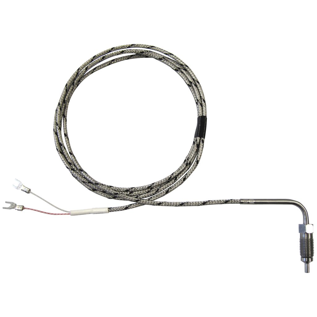 Thermocouple, Direct Melt Style B, Type J, Tungsten Tip, 48" SS Leads, Spade Lugs, 3/8"-24 Thread, Grounded