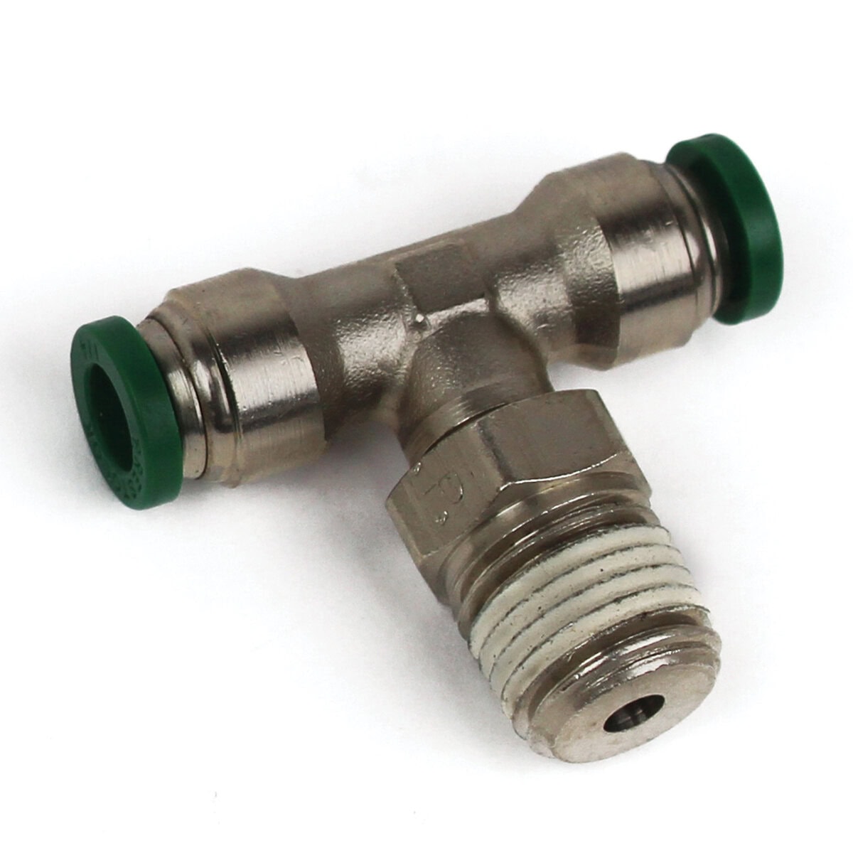 Push to Connect Tube Fitting, Branch Tee, Male Swivel, 3/8" OD Tube x 1/4" NPT - Image 1