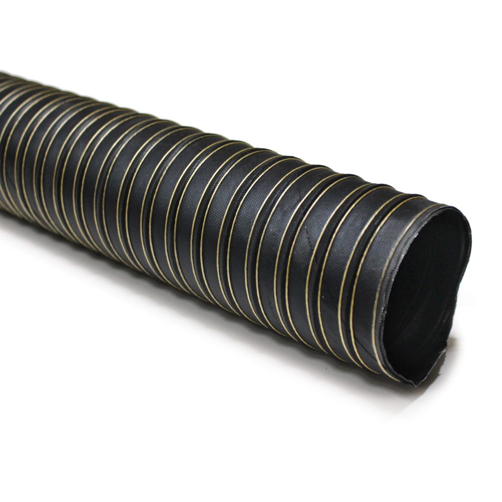 Hopper Dryer Hose, 2-Ply, Black, 8" ID, 13' Long, Neoprene Coated Fiberglass