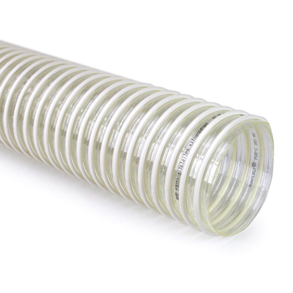 Loader Hose, 1-1/4" ID, Light Weight PVC, Food Grade, Smooth Bore, Corrugated Cover